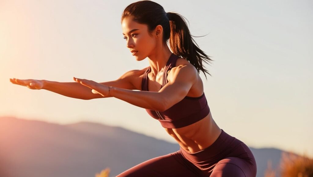 fotos de uma mulher jovem se exercitando