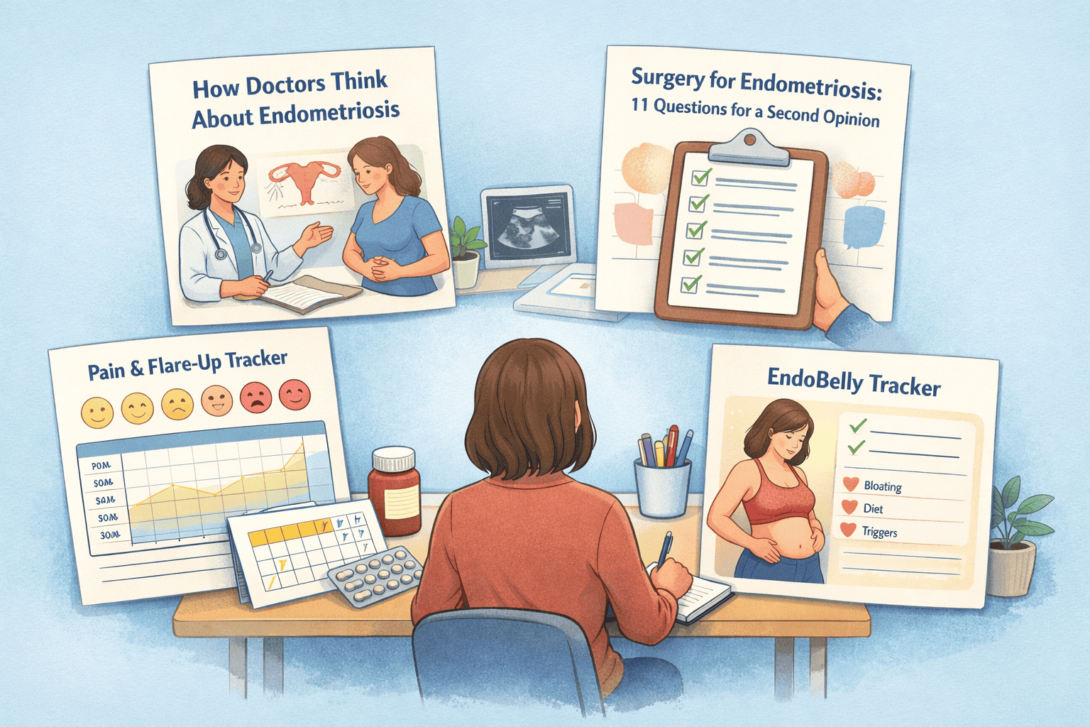 Endometriosis Medical Reasoning Bundle – second opinion questions, symptom trackers, doctor-created